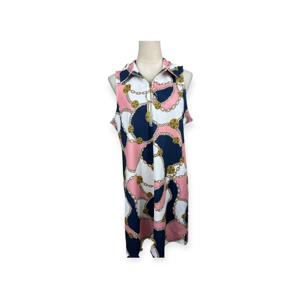 Boston Proper medallion print dress with round zipper pull size large